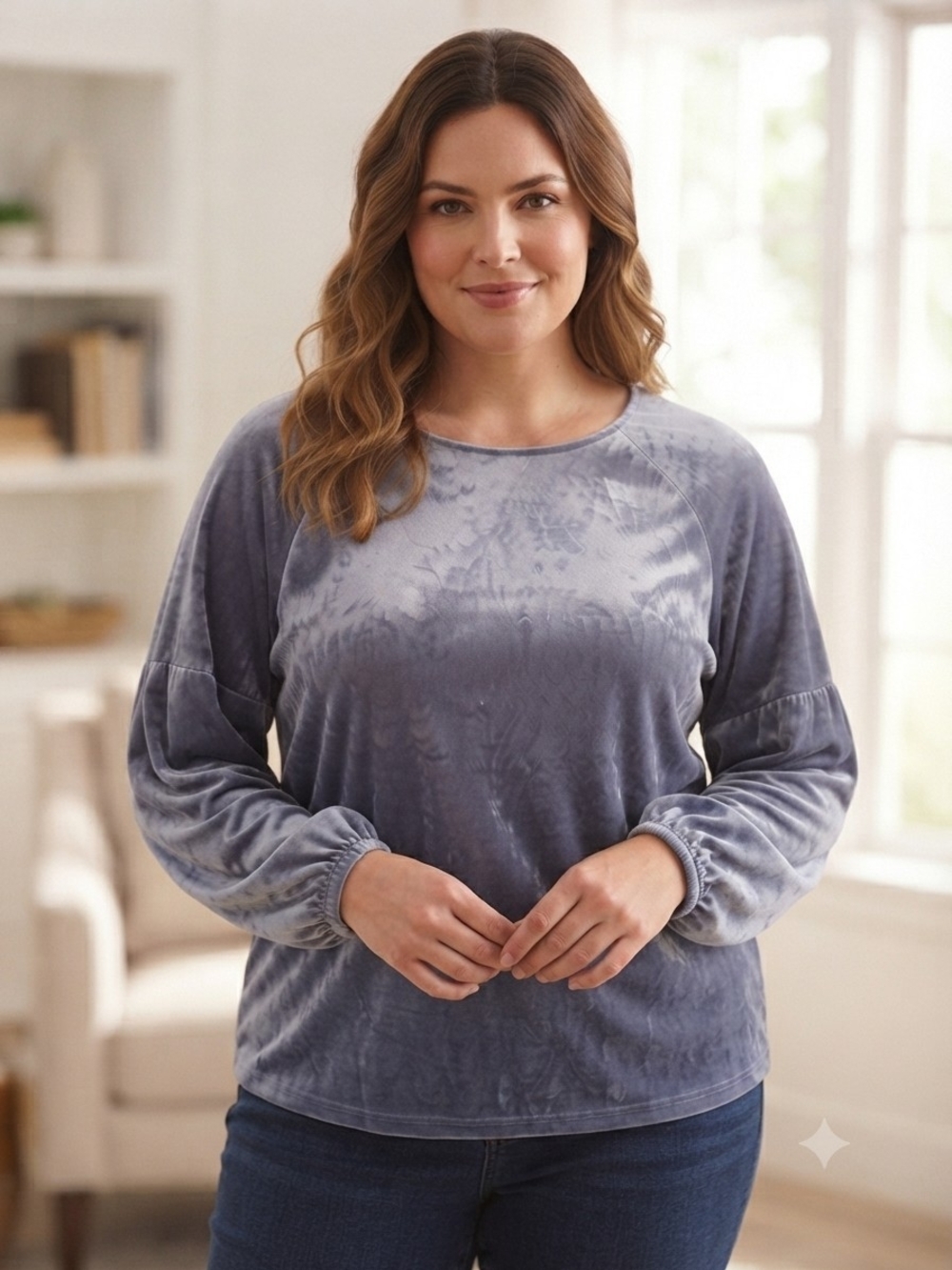 Lauren Conrad Velvet Long-Sleeve Blouse